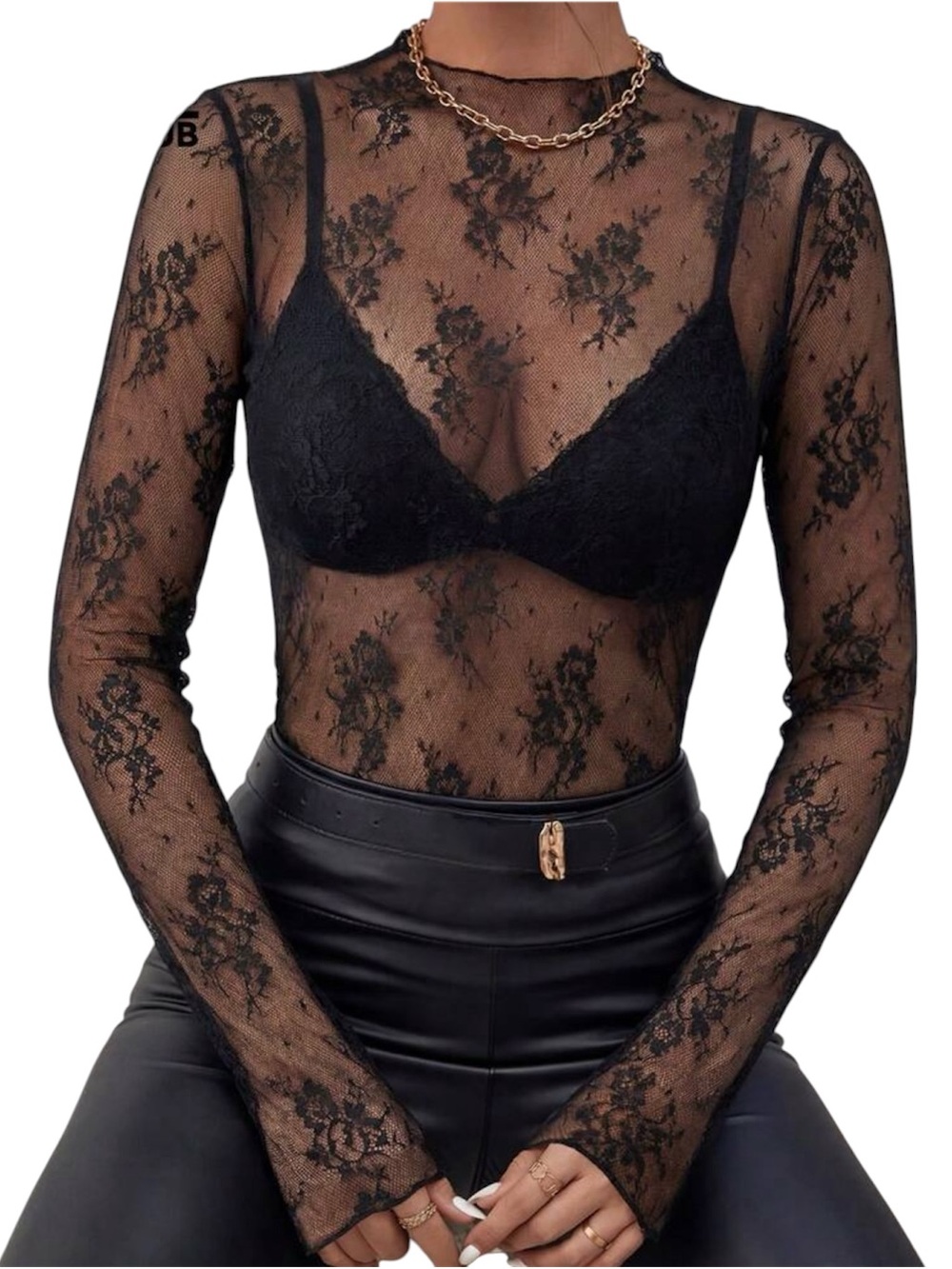 Shein NWT Rosie Black Lace Top Size Medium
